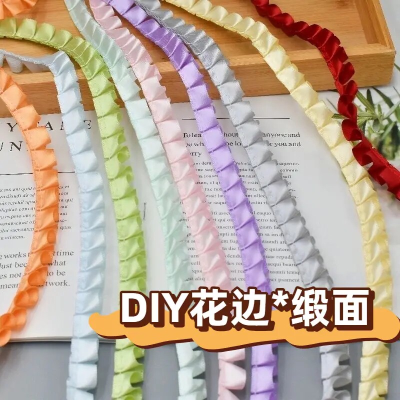 1.2CM白色丝带涤纶褶皱花边风琴缎带荷叶蕾丝手工diy痛包装饰辅料图片