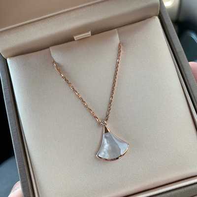 钛钢镀18k扇子玫瑰金不掉色项链