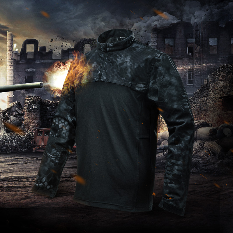 cqb迷雾精英长袖青蛙服T恤特种兵黑色蟒纹迷彩服上衣男军迷服饰