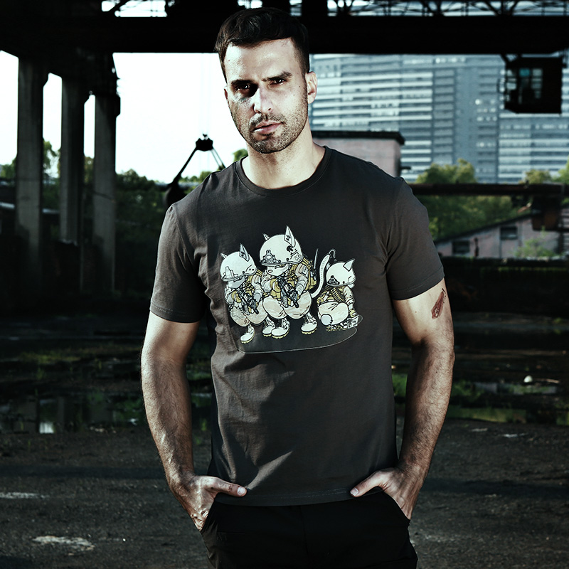 cqb休闲t恤男夏季纪念印花T恤圆领短户外弹力透气文化衫军迷服饰