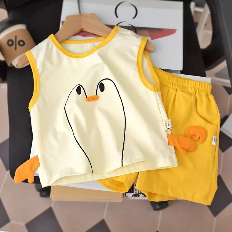宝宝卡通立体套装无袖夏季新款