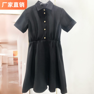 收腰初恋裙女高腰设计感小黑裙 夏季 新款 小清新连衣裙甜美法式 短袖