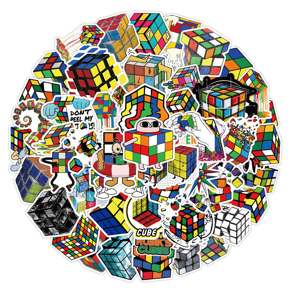 50张手部极限运动卡通彩色魔方贴纸旅行箱笔记本手机电脑装饰贴画