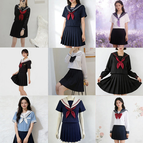 正统日系jk刺绣短袖水手服