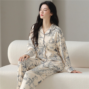 浪莎纯棉睡衣女款春秋季2026新款长袖长裤秋冬薄款全棉家居服套装