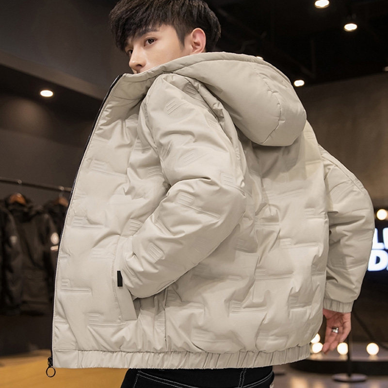 羽绒服男冬季连帽轻薄上衣服2025新款港风保暖面包服潮牌学生外套