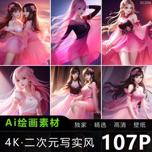 梦幻美少女AI绘画高清二次元壁纸唯美动漫角色4K设计素材