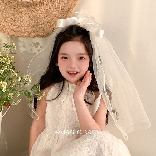 魔丽宝贝蝴蝶结头纱宝宝生日头饰