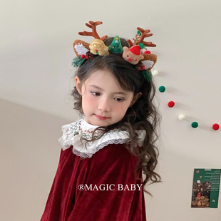 可爱卡通圣诞树麋鹿小鹿角发箍森系甜美圣诞节头箍2025年新款 发饰