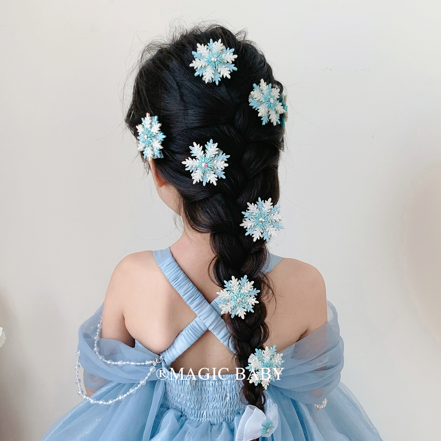 超仙蓝色雪花发夹艾莎公主头饰