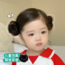 可爱仿花苞夹子逼真丸子头头饰宝宝发夹儿童发卡婴儿假发发饰周岁
