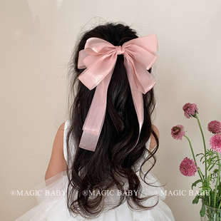 韩系粉色蝴蝶结头饰儿童发夹森系超仙女童后脑勺夹子宝宝发卡发饰