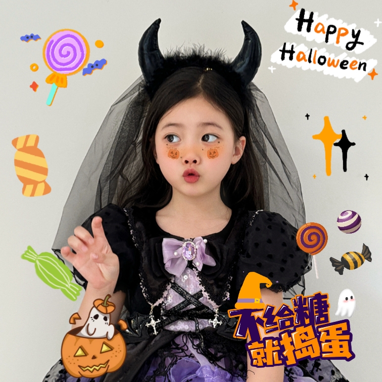 会发光暗黑风黑色立体魔女发箍