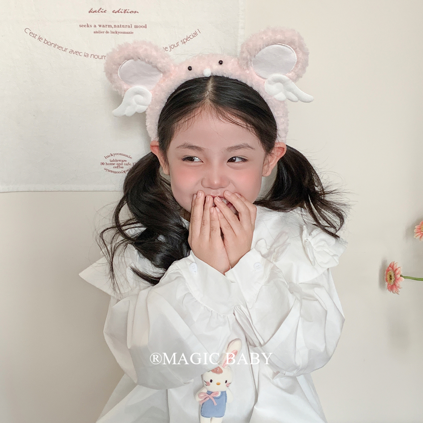 【新品限时7.65折】粉色毛绒绒天使小老鼠发箍