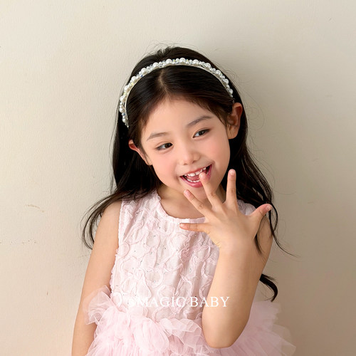 儿童公主珍珠发箍发箍女童2026新款生日发卡女童森系甜美花童头饰