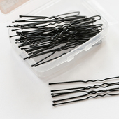 盒装 黑色u型夹儿童丸子头盘发固定发卡加粗波浪发夹基础造型头饰