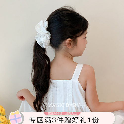 魔丽宝贝韩系白色蕾丝褶皱香蕉夹