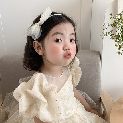 超仙网纱蝴蝶结发箍女童不勒头公主头箍生日头饰2024新款儿童发饰