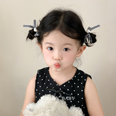 甜酷女孩格纹蝴蝶结发圈儿童丝带扎发皮筋女童可爱高弹力头绳发绳