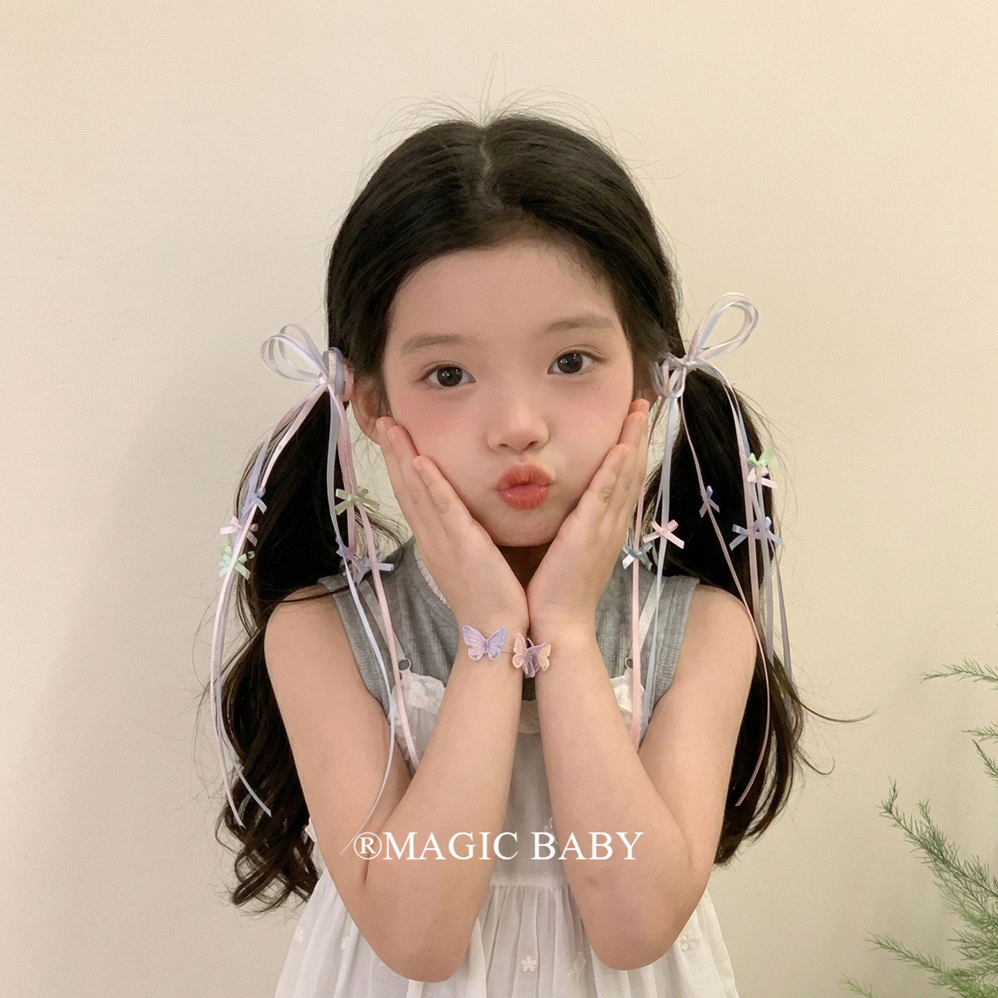 超仙彩色长飘带蝴蝶结发夹女孩高颜值漂亮发卡女童马尾夹发饰夹子