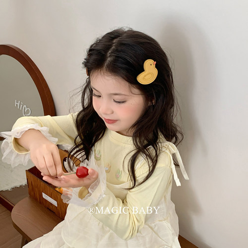 超萌可爱pu皮小黄鸭发夹侧边夹