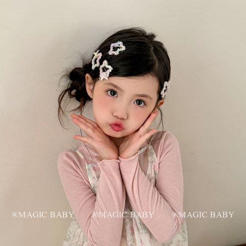 彩色甜美串珠星星发夹儿童bb夹小号夹子小女孩刘海侧边夹发卡头饰