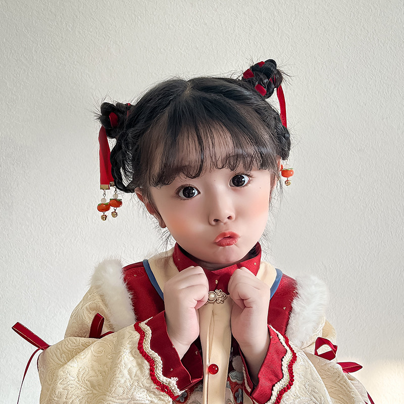 儿童古风汉服头饰宝宝红色新年编发发带头绳中国风铃铛绑发带发饰,童装/婴儿装/亲子装,发饰,淘宝优惠券,粉丝福利购,淘宝优惠卷