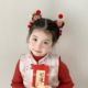 新年头饰女童红色毛球金元 宝吉字发夹宝宝古风汉服头饰女童发卡