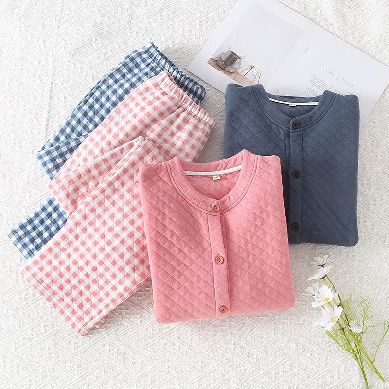 情侣空气棉睡衣秋冬加厚简约格子开衫家居服套装男女保暖夹棉宽松,女士内衣/男士内衣/家居服,睡衣/家居服套装,淘宝优惠券,粉丝福利购,淘宝优惠卷