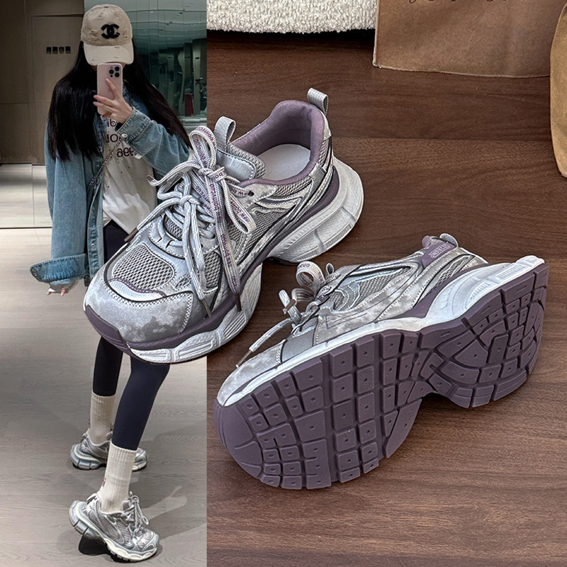 巴黎老爹鞋2026年春季新款厚底休闲百搭轻便网面透气运动跑步鞋女