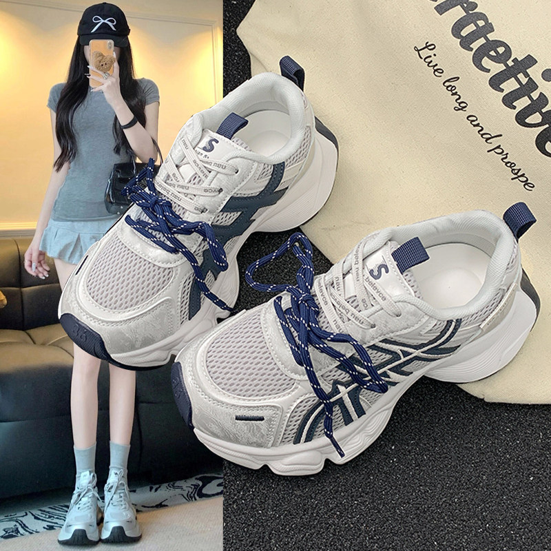厚底增高网面老爹鞋女2026春季新款轻便时尚百搭休闲鞋跑步运动鞋