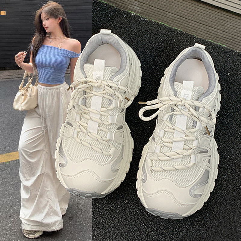厚底轻便运动老爹鞋女2026新款春季网面透气登山鞋爆款舒适休闲鞋