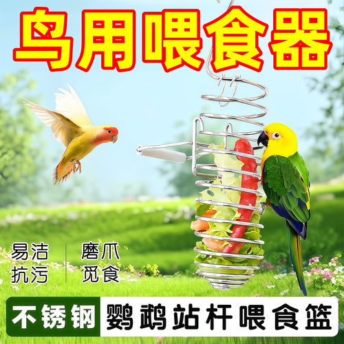 鸟类喂食器不锈钢水果蔬菜篮悬挂