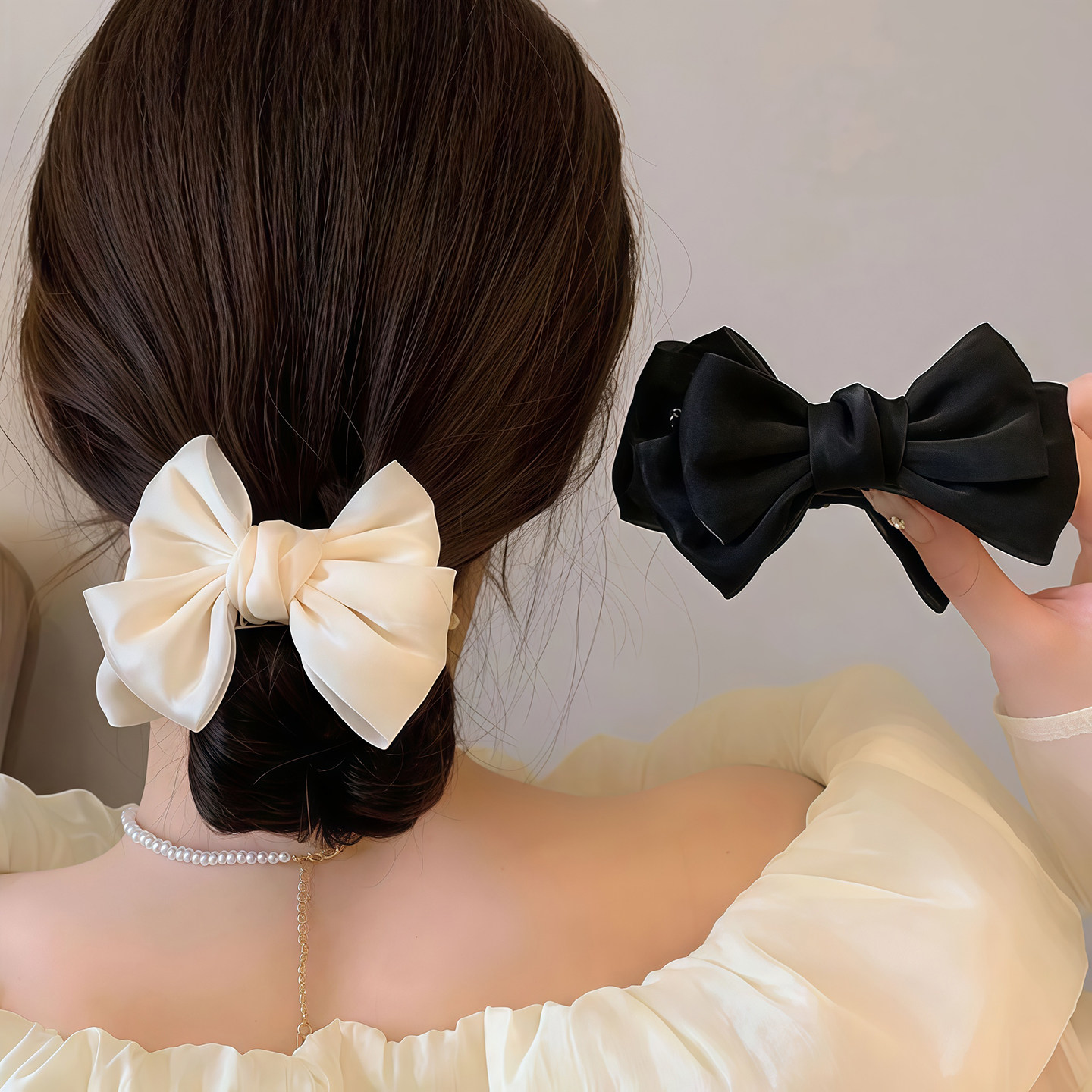 蝴蝶结丸子头抓夹新款夏季气质懒人盘发神器大号头饰发卡马尾发夹