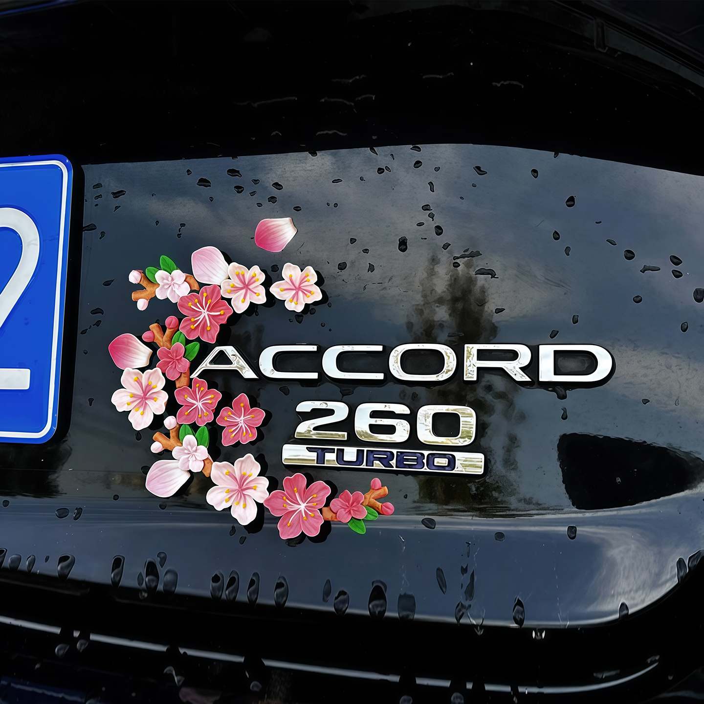 汽车电动车仿真桃花3D立体装饰贴