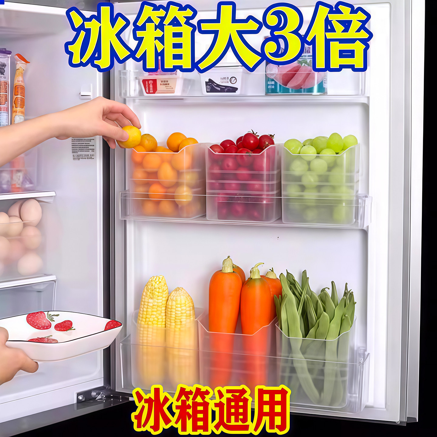 冰箱侧门收纳盒分装整理神器内侧保鲜食品级侧面储物门上盒子厨房