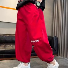 男童夏装裤子2025新款中大童冰丝男孩夏季薄款儿童红色宽松防蚊裤