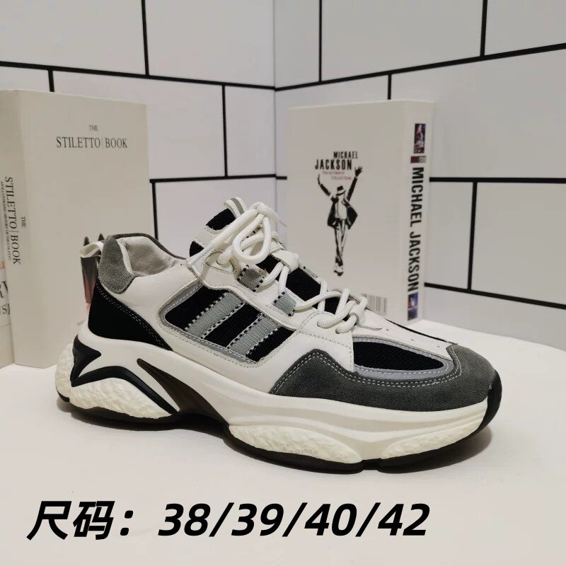 外贸真皮断码男鞋厚底系带休闲鞋牛皮透气老爹鞋特价单鞋清仓处理