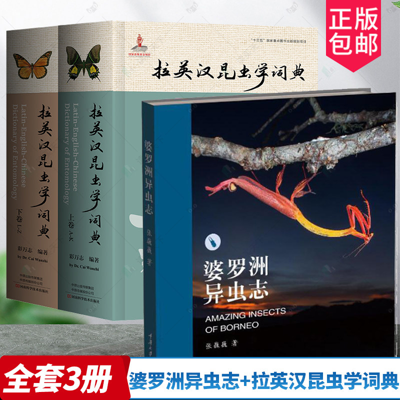 正版包邮 拉英汉昆虫学词典 上下两册+婆罗洲异虫志 雨林昆虫的小故事 昆虫学词典 拉英汉三语昆虫名收录 昆虫种类收录词典