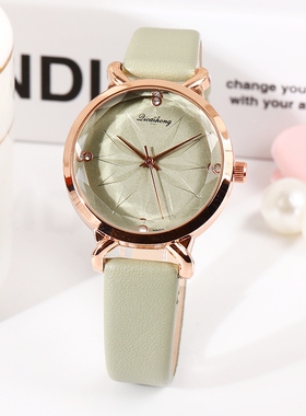 手表女士小众轻奢时尚潮流优雅复古防水文艺高级感皮带表绿色显白