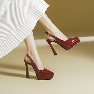 防水台礼仪单鞋 包头模特尖头细跟高跟鞋 女 女夏2025新款 小个子凉鞋