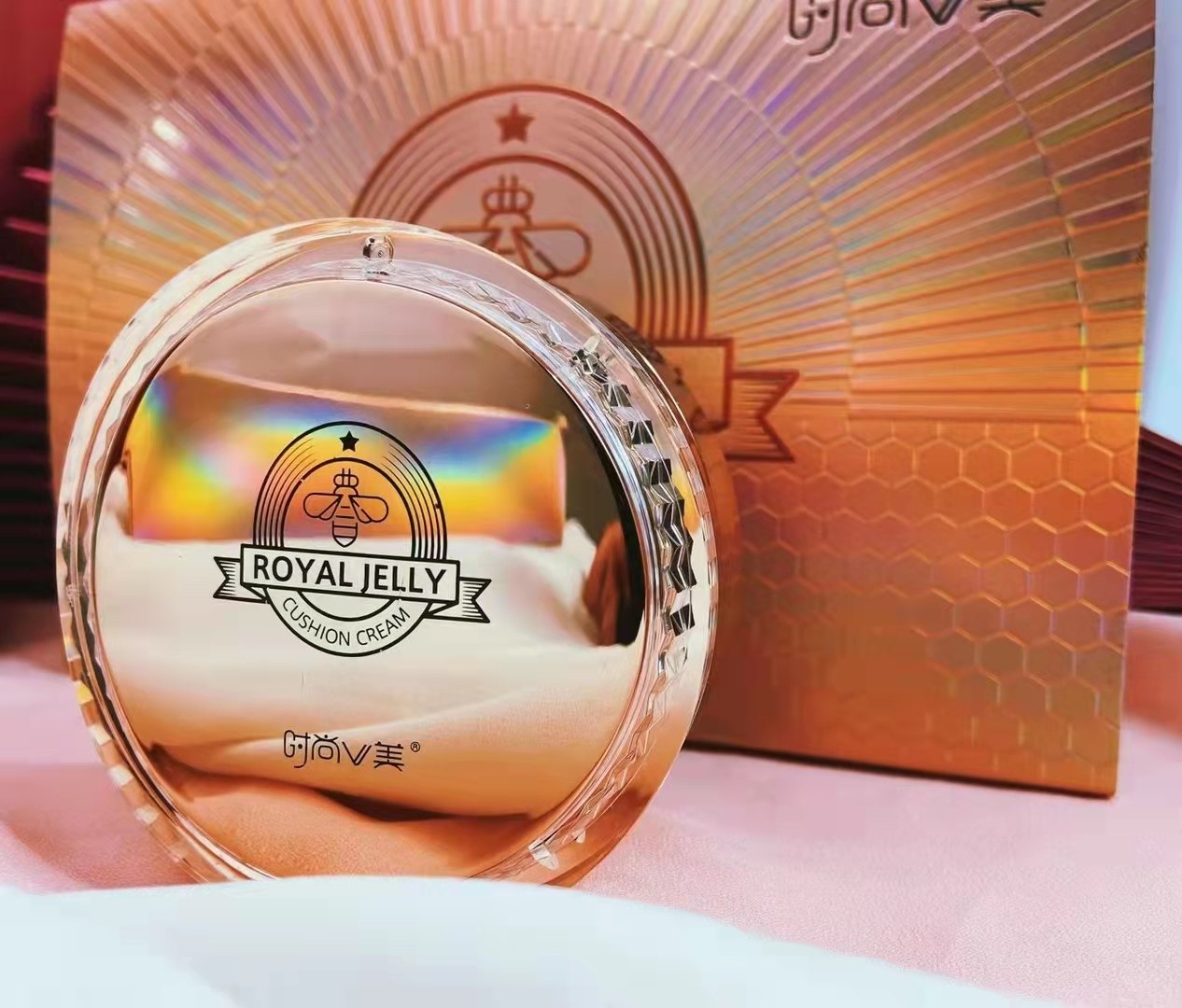 正品时尚v美蜂皇浆养肌气垫bb霜粉底液保湿控油不脱妆提亮且遮瑕