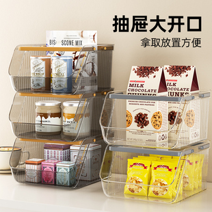 家用收纳筐手提可叠放透明大容量高级感收纳筐多功能整理收纳盒
