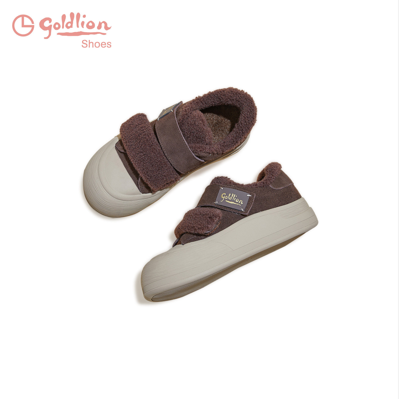 金利来复古毛毛魔术贴板鞋女冬季新款厚底保暖百搭休闲舒适棉鞋ML,女鞋,休闲板鞋,淘宝优惠券,粉丝福利购,淘宝优惠卷