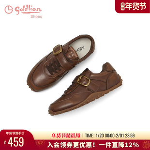 金利来复古德训鞋女2025新款秋季女鞋巨好看棕色鞋平底运动休闲鞋