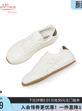 金利来薄底阿甘鞋女2026春季新款女鞋真皮百搭白色透气休闲德训鞋