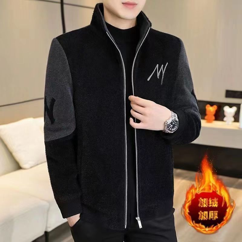 夹克男外套毛呢大衣男士春秋冬开衫男装韩版商务男装加棉加厚风衣