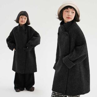 童绣儿童双面羊绒大衣立领男女童双面呢大衣秋冬大衣儿童毛呢外套