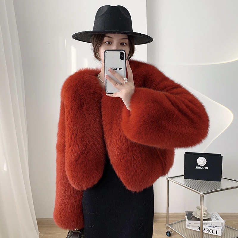 整皮狐狸毛皮草外套新款年轻冬大衣短款海宁毛毛年轻爆款减龄