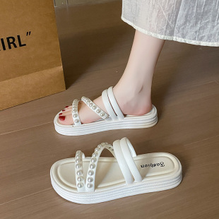 海边拖鞋女款可下水可湿水外穿沙滩凉鞋踩水厚底凉拖鞋下雨天外出